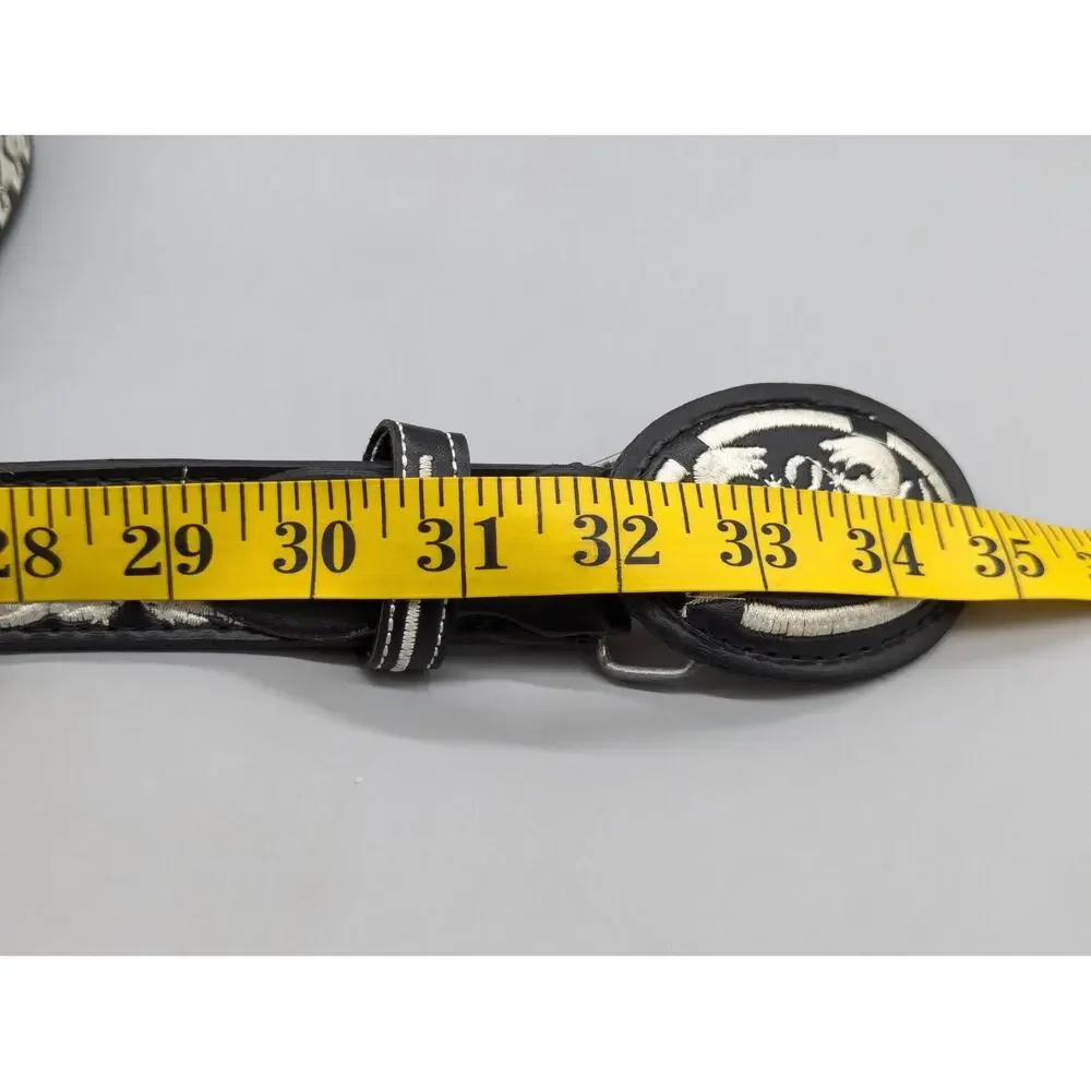 Authentic Youth Mexican Western Cinto Piteado Hand Braided Belt Black Size 26